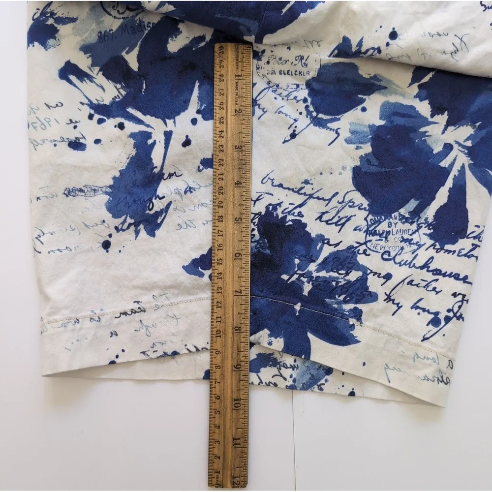 Polo Ralph Lauren Golf Shorts Mens 36 Magnolia Lane Blue Script Floral Luxury